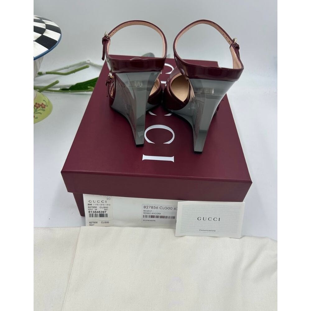 Women's Gucci calf skin Rosso wedge mules size 38 made in Italy - Picture 9 of 14